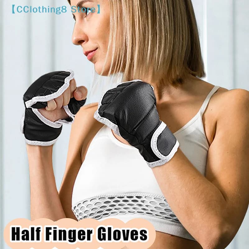 1/2 paia di guanti da boxe senza dita neri per allenamento, combattimento, fitness ed esercizio fisico, guanti antiscivolo【AliS8】