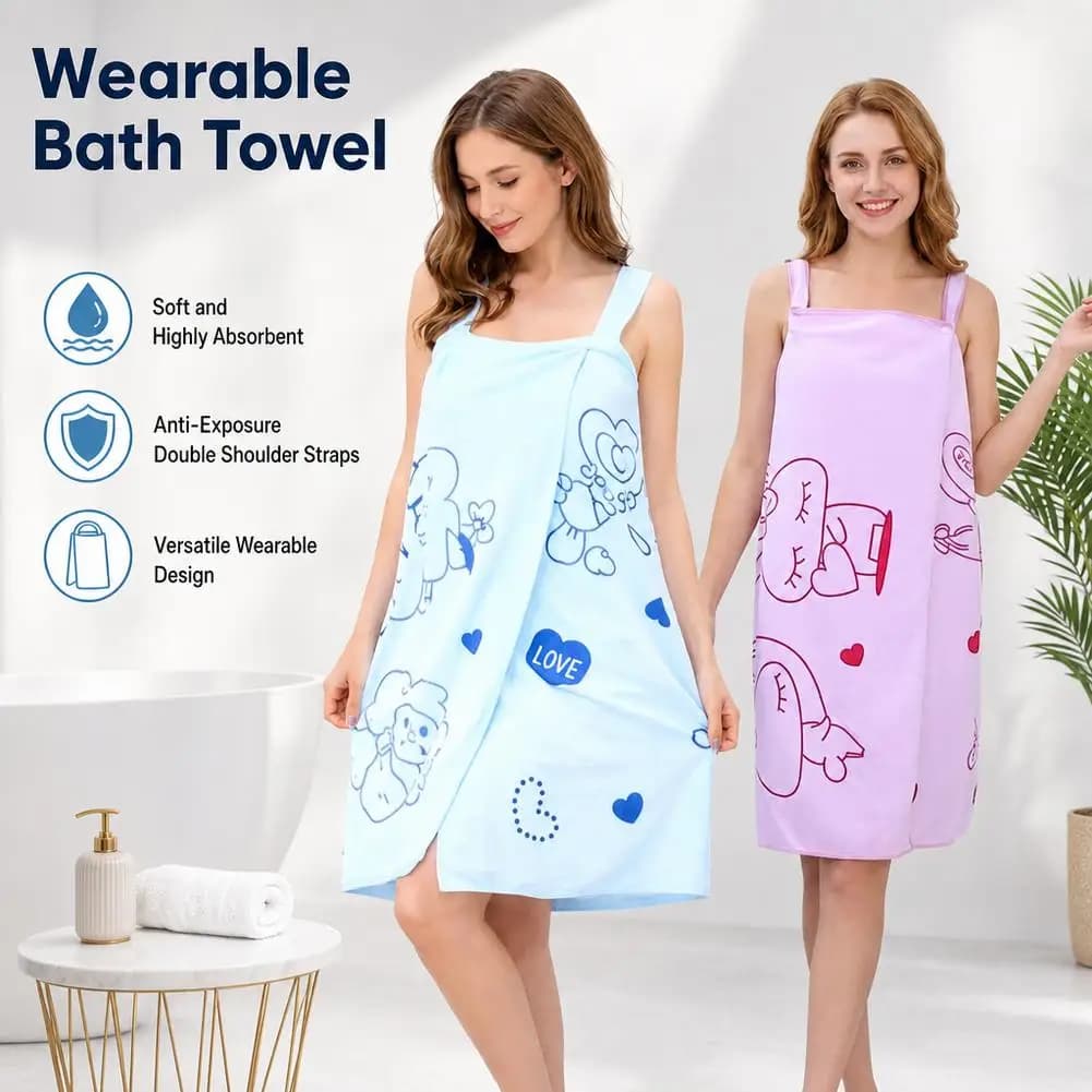 Wearable Bath Towel Love Rabbit Quick Dry Bathing Towel Spa Bathrobes Wash Clothing Beach Towels Bathrooms Towel