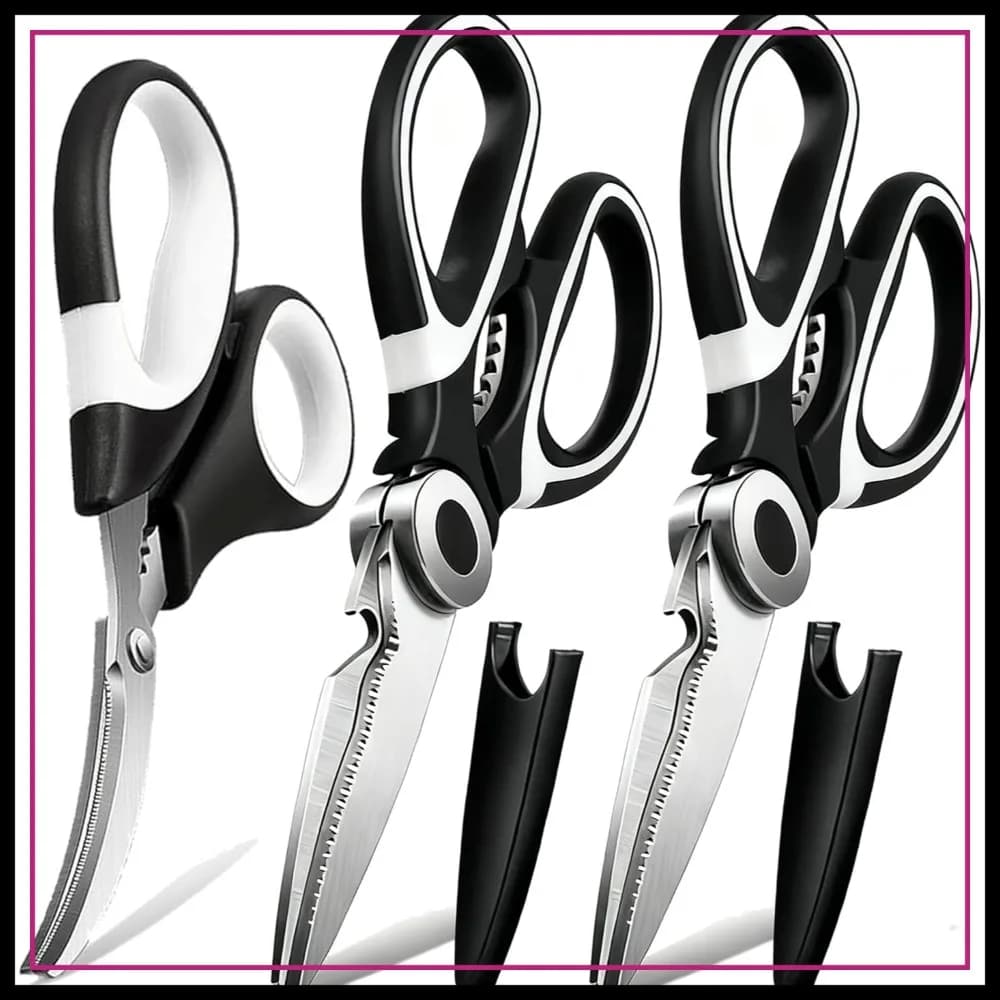 Set di 3 Forbici da Cucina - Acciaio Inossidabile Resistente, Multiuso, Lavabili in Lavastoviglie con Fodero
