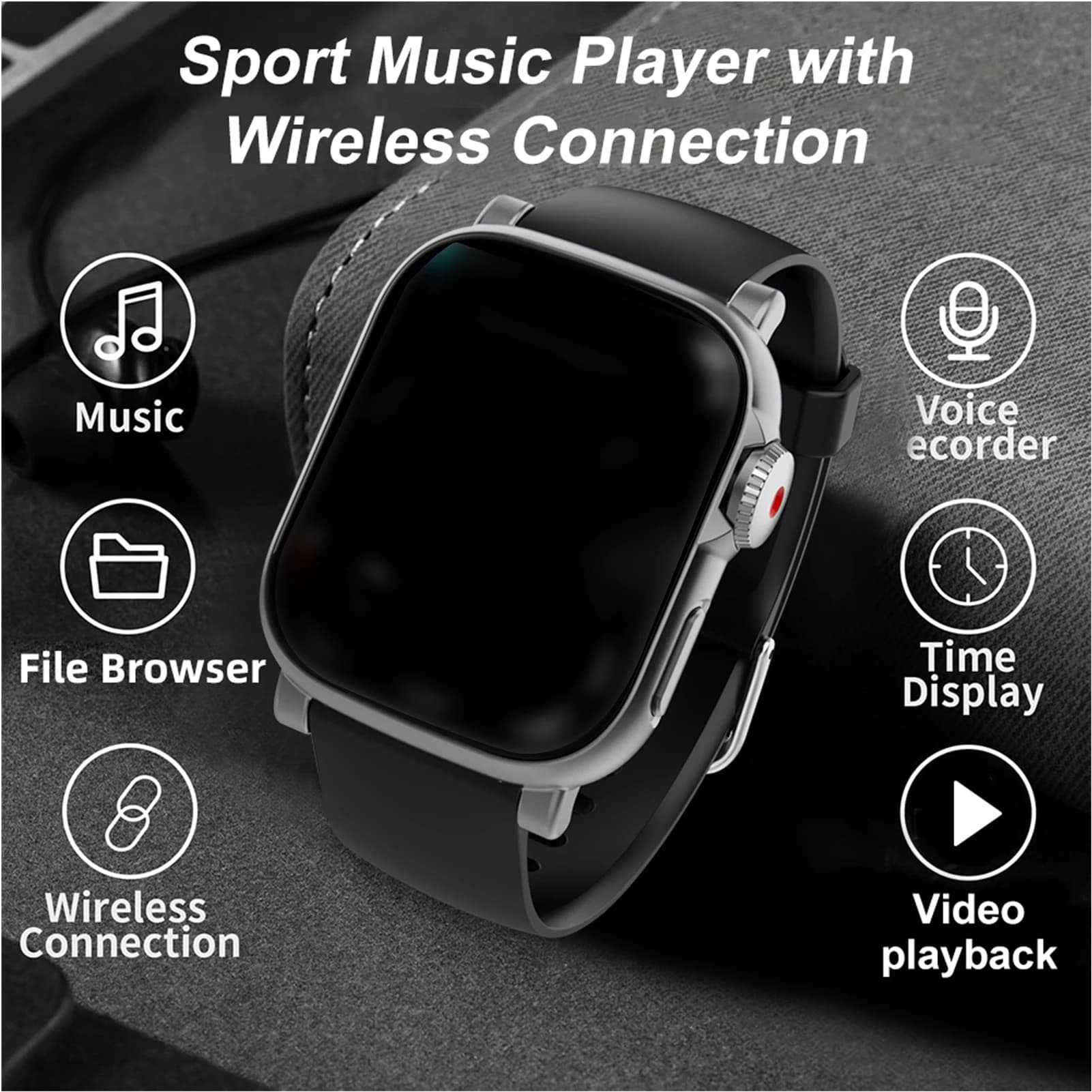 Lettore MP3 8G con BT 5.4, Orologio Sportivo con Schermo HD da 2,01 Pollici per Corsa e Palestra, Orologio Musicale BT