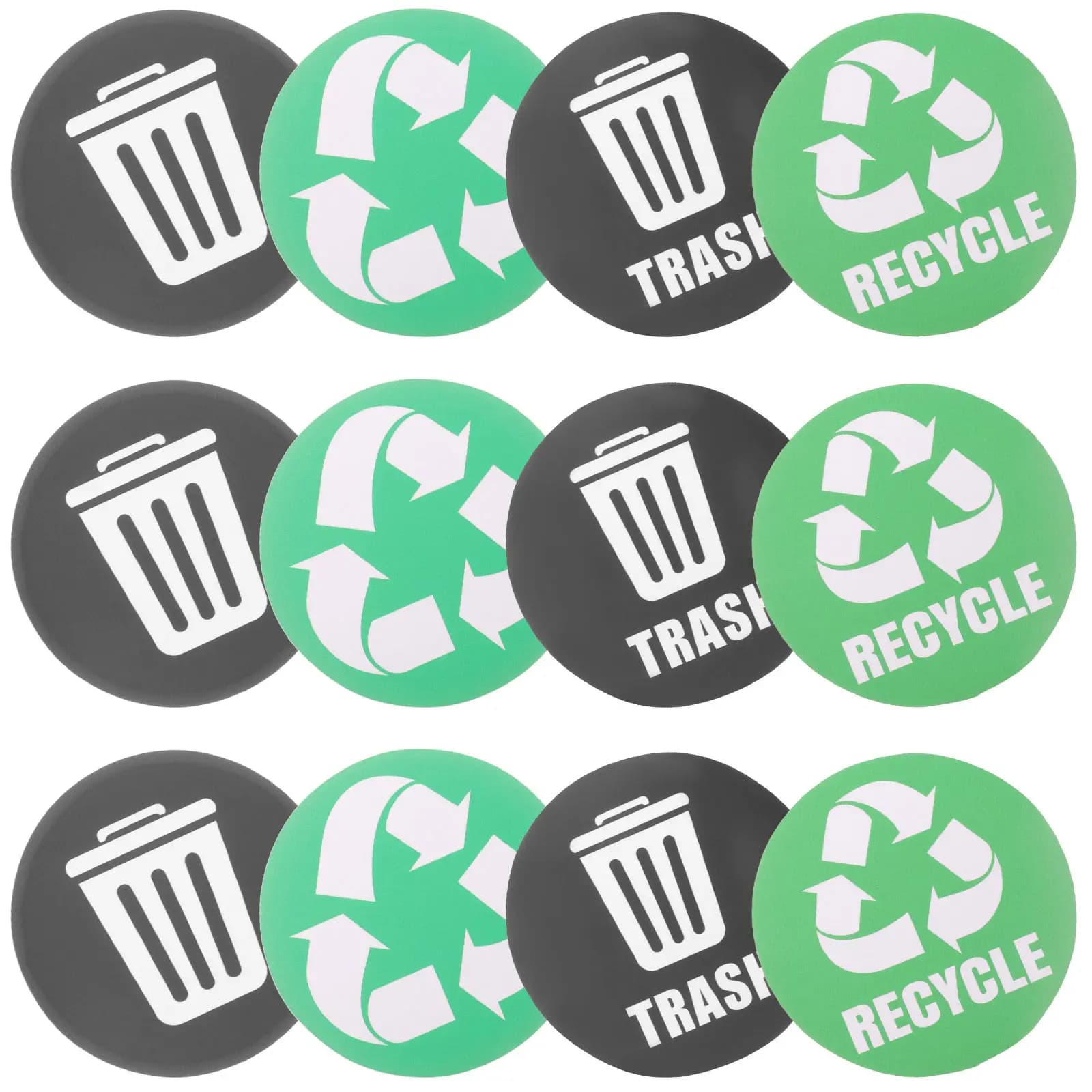 12Pcs Recycling Trash Can Decals Self Adhesive Garbage Sorting Labels PVC Trash Bin Sticker for Home Office School