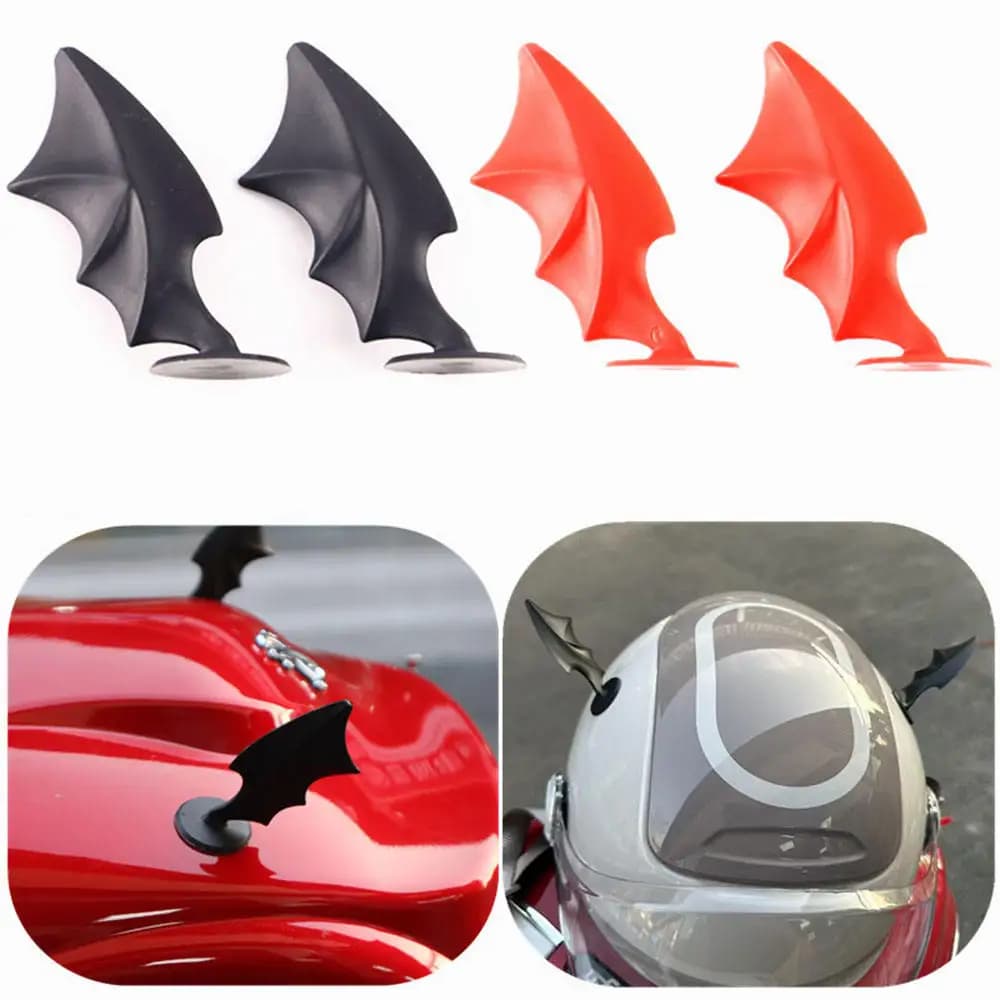 Decorazione creativa per casco con orecchie di gatto, ali d'angelo, per bici elettrica, corna da diavolo uniche, stile Batman, attrezzatura per moto, design fantasy