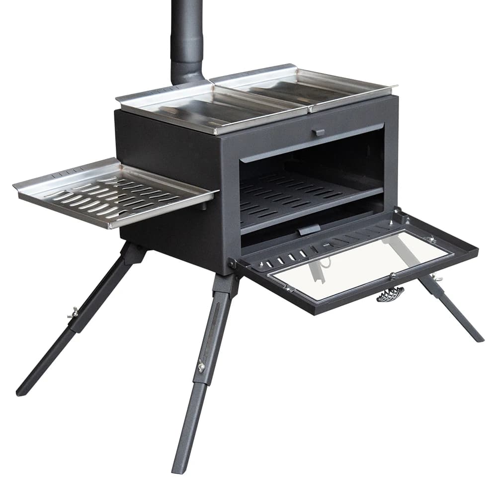 Stufa a Legna da Esterno con Forno e Griglia, Fornello Portatile per Cucinare all'Aperto