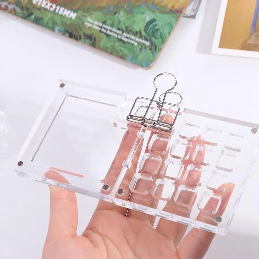 Acrylic Watercolor Paint Palette Mini 8/15 Grid Paint Pigment Box Foldable with Clip Empty Paint Box Art Painting Supplie