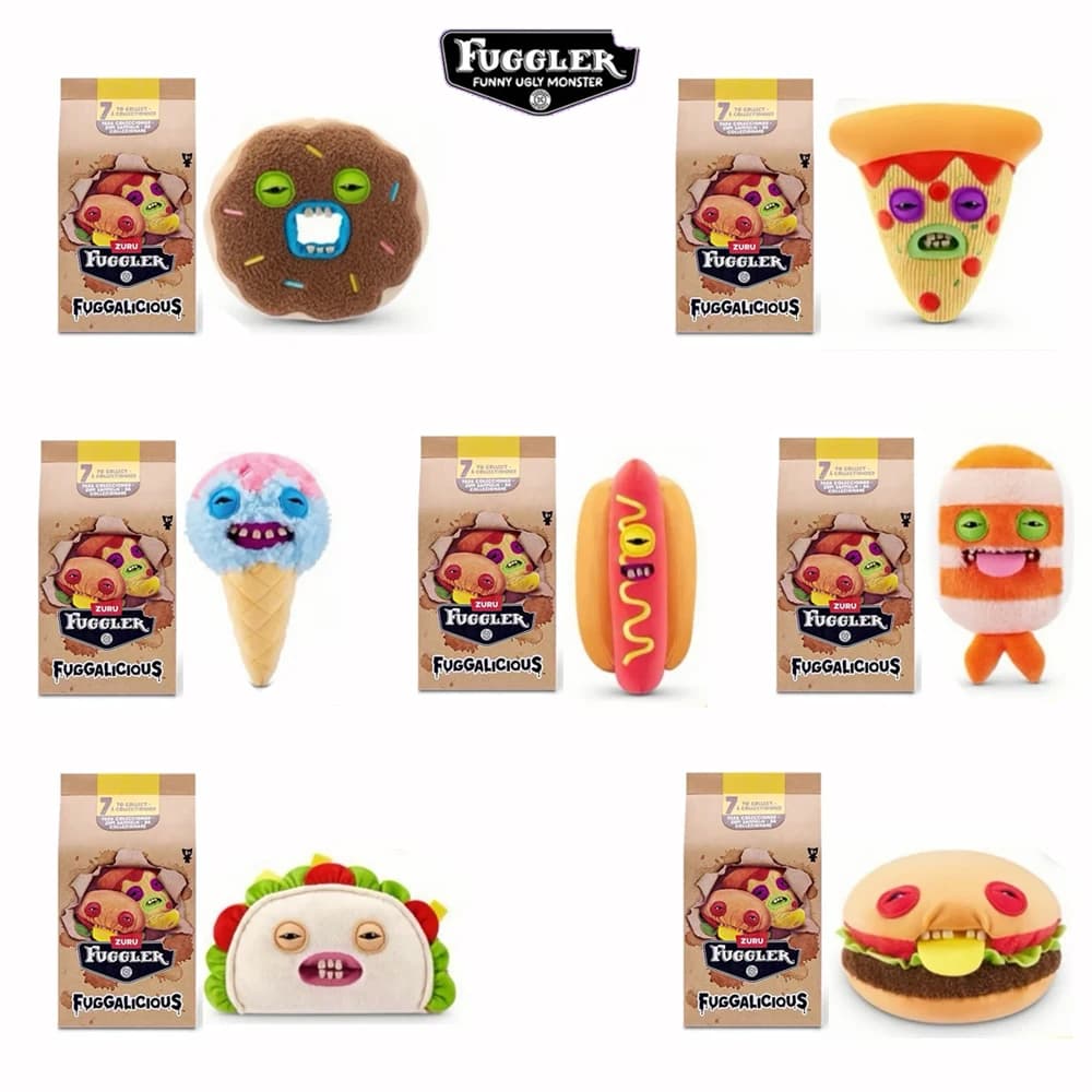 Fuggler FUGGALICIOUS Peluche Originale Pizza Hot Dog Gelato Hamburger Taco Mostro Brutto Bambola di Peluche Scatola a Sorpresa Regalo