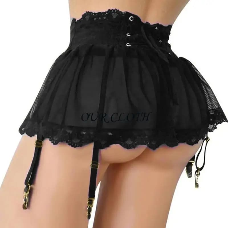 Mini gonna a maglie a maglietta con cinghia con cintura contorna corta con gonna corta Torlo Micro biancheria