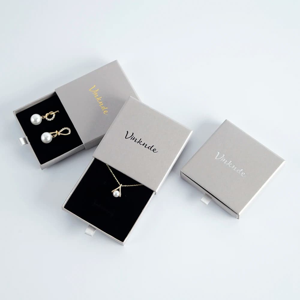 50 Scatole Portagioie Grigio Chiaro Personalizzabili con Logo, in Cartone, per Anelli, Orecchini, Bracciali, Espositori da Matrimonio