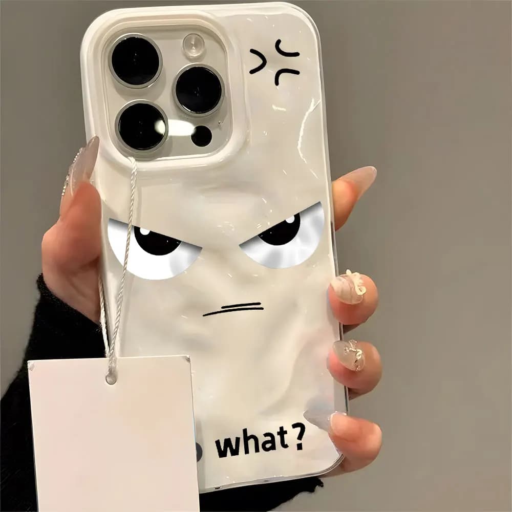 Funny Angry Face Pattern Wave Texture Phone Case For iPhone 17 16 15 14 13 12 11 Pro Max 14 15 Plus Shockproof Soft Back Cover