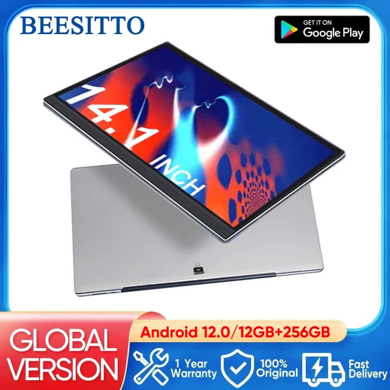 Global Version 14.1 Inch Super Tablet 12 + 256 GB Android 12.0 4G LTE Phone call IPS Children's Bearings Tablets 2 in 1 Laptop Play Store