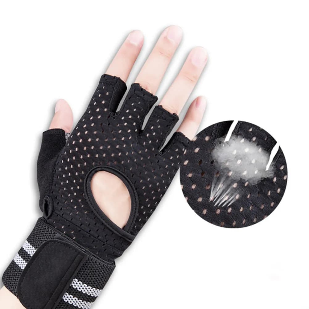 1 paio di guanti da palestra per fitness con supporto per il polso traspirante antiscivolo in gel di silicone per allenamento con manubri e bilancieri