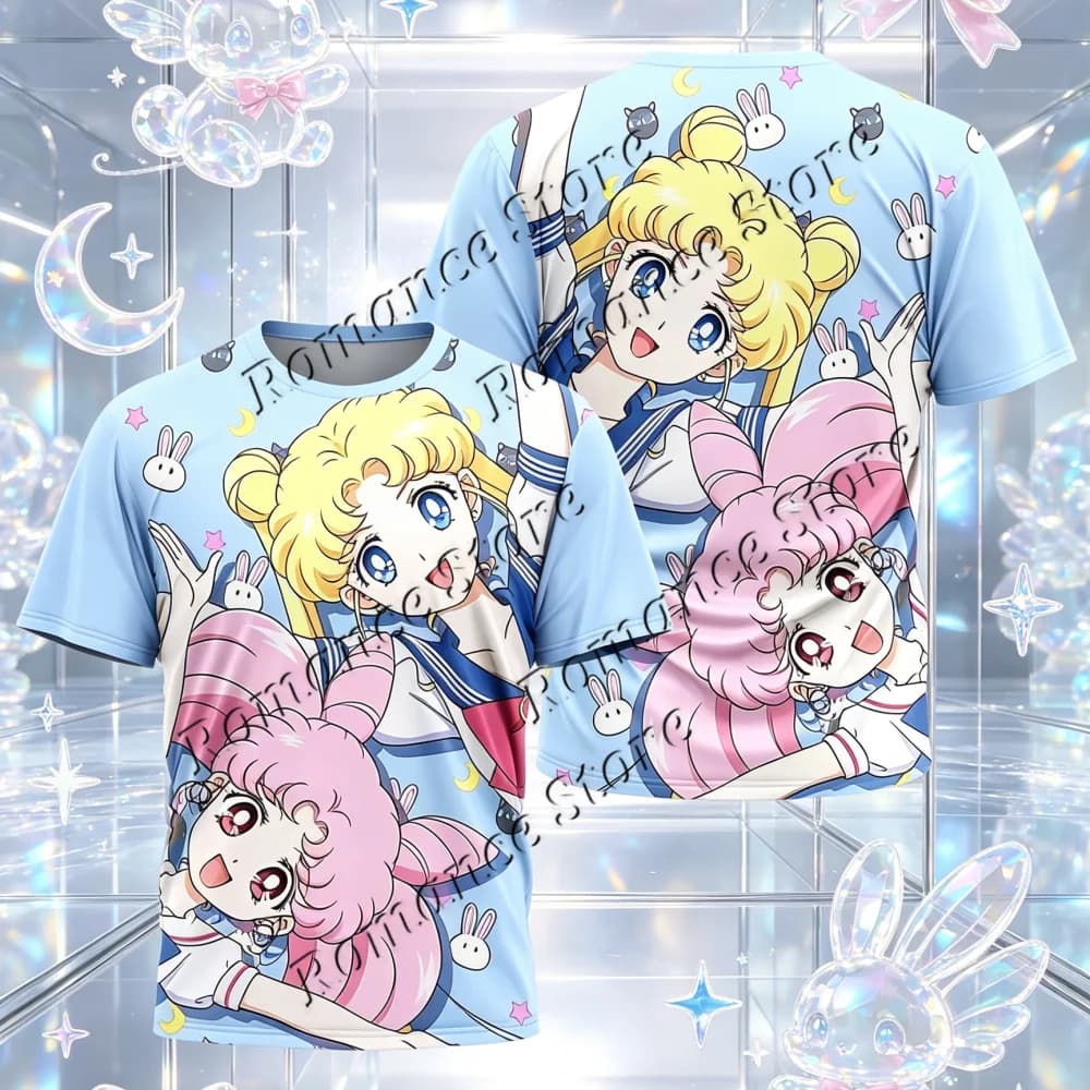 2026 New Sailor Anime Moon T-shirt Tsukino Usagi Quick Dry Short Sleeve Unisex Summer Casual Harajuku Street Fashion Kids Tees