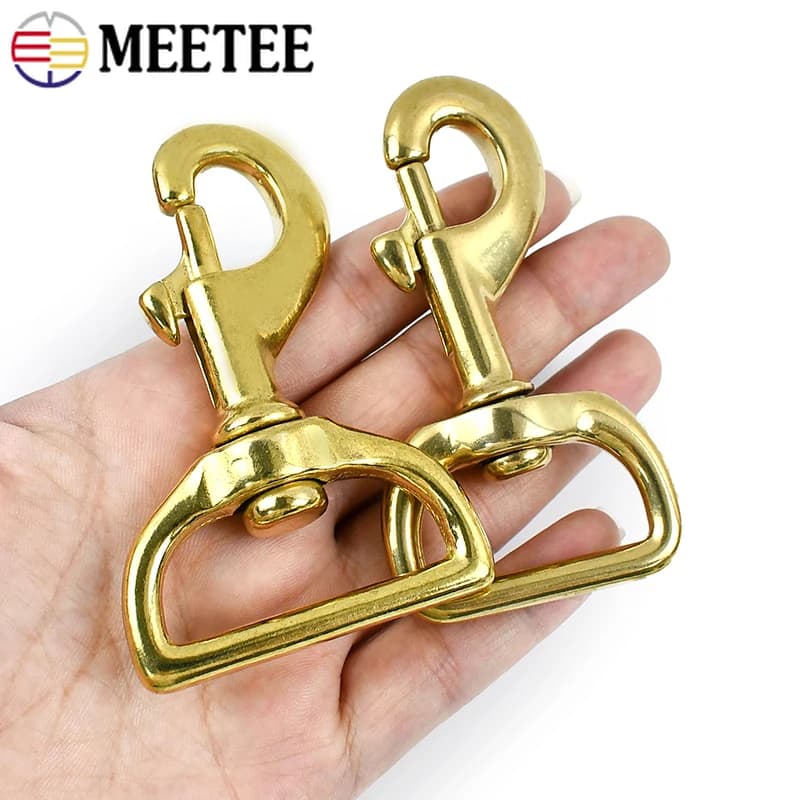 2 Pezzi Moschettoni Girevoli in Ottone Massiccio da 12-38mm, Ganci a Moschettone per Portachiavi, Guinzaglio per Cani, Accessori per Cinghie