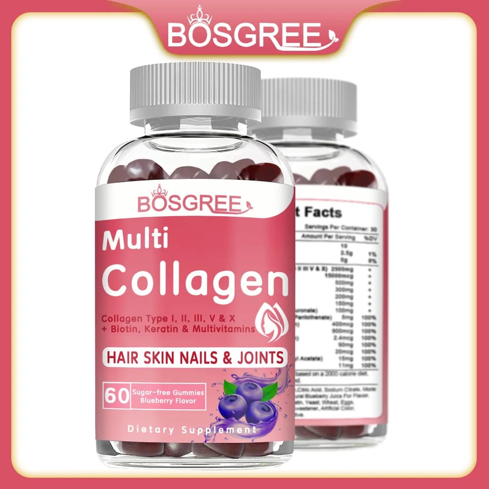 Collagen Gummies Hydrolyzed Collagen Peptides I Ii Iii V X|With Biotin&Vitamin C|For Hair, Skin,Nails,Joints,Immune Digestion