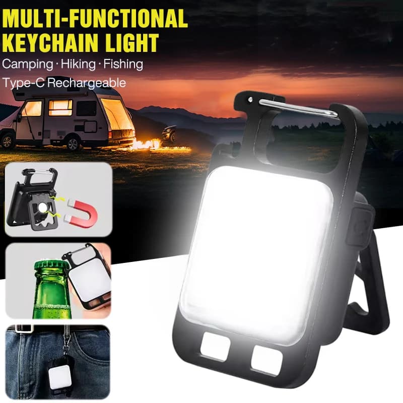 Mini portachiavi luce campeggio escursionismo torcia tascabile luce di emergenza esterna torcia tascabile magnetica COB da lavoro con cavatappi
