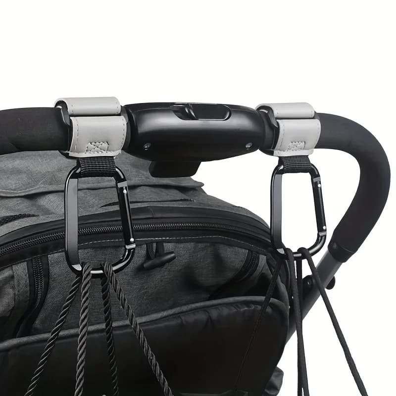 Universal Stroller Hooks - Strong Clip Hanging Organizer for Diaper Bags Prams Shopping Carts Car Seats Baby Carriers Baby Gear