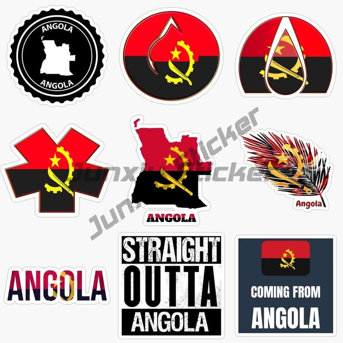 Bandiera nazionale dell'Angola, emblema, adesivo per auto, casco da motociclista, adesivo impermeabile autoadesivo in vinile per computer