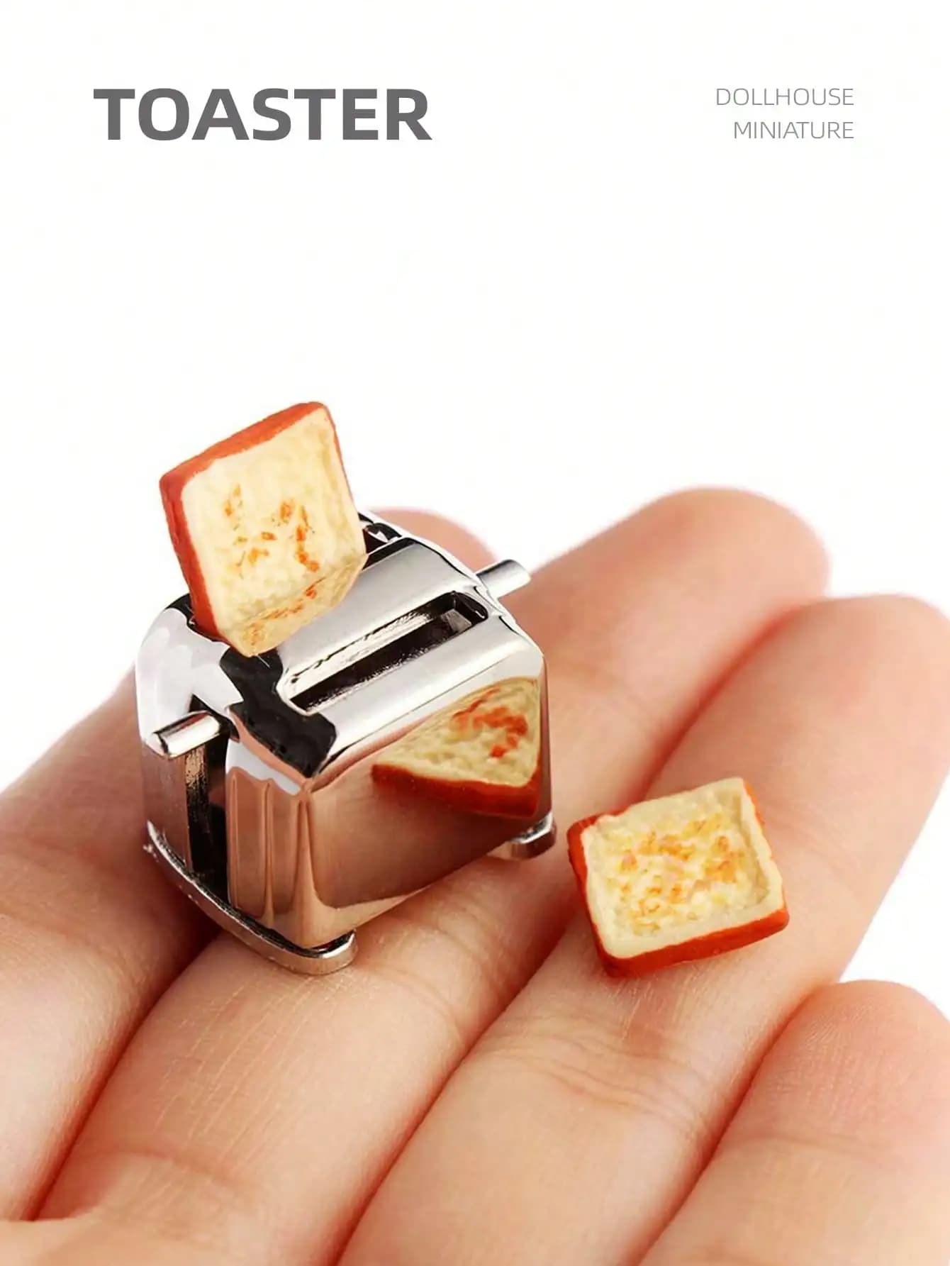 Tostapane in Miniatura 1:12 per Casa delle Bambole, Accessori per Elettrodomestici da Cucina in Miniatura per Decorazione Casa, Include 2 Fette di Pane