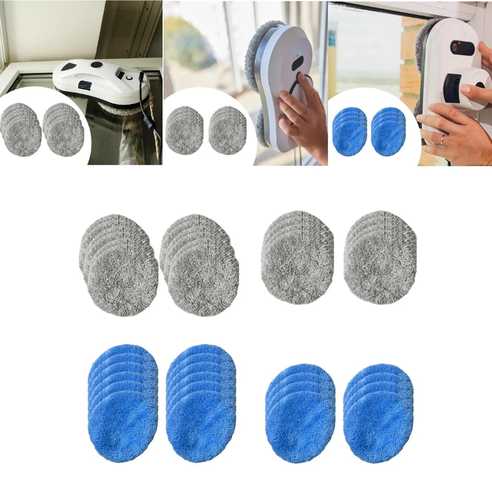12 pezzi di cuscinetti di ricambio per robot per la pulizia delle finestre, panno in microfibra, panno per la pulizia, tampone per la pulizia riutilizzabile per la casa facile da pulire
