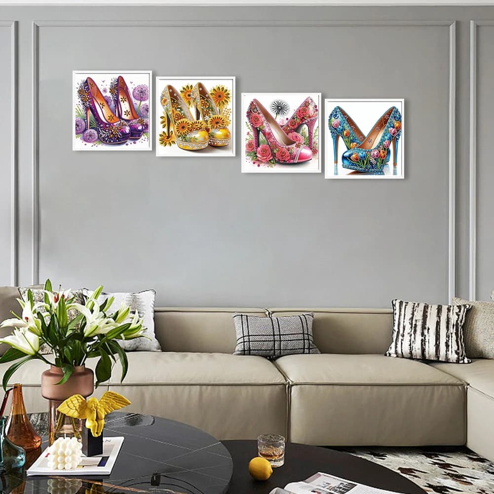 4PCS 30x30cm High Heel 5D DIY Special Shape Crystal Partial Diamond Painting Kit