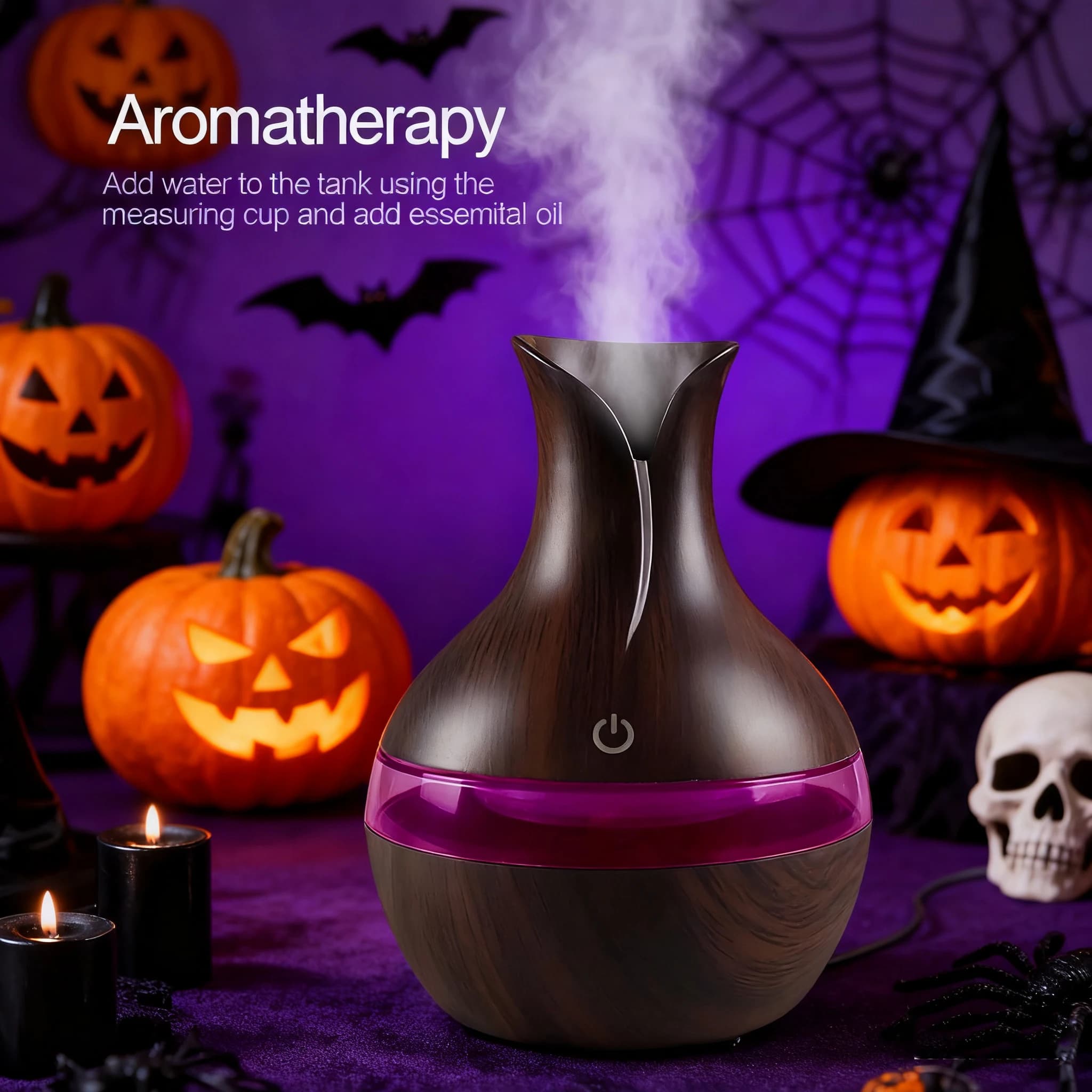 Umidificatore per aromaterapia da 200 ml con ​ ​ Creatore di nebbia fredda con diffusore di olio LED a 7 colori con ricaricabile tramite USB ​ ​ per la camera da letto di casa