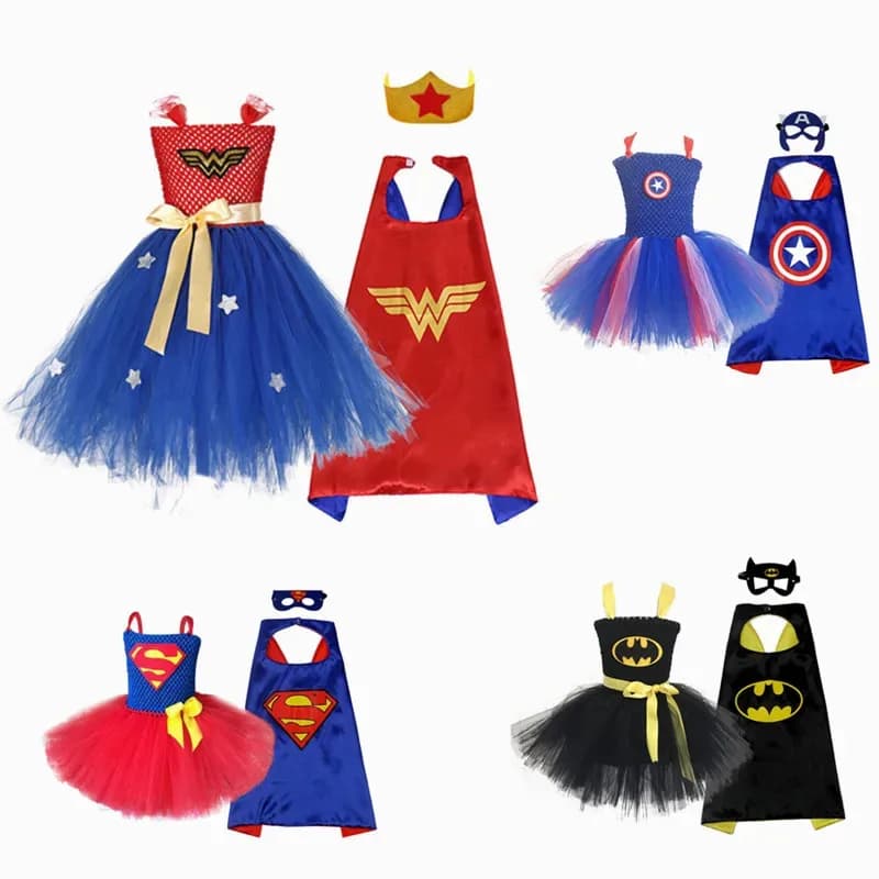 l2025l Nuovo Cosplay Supereroe Ragazze Costume Tutu Vestito Per Bambini Abiti Da Festa Clown Zombie Cosplay Costume di Halloween per la Ragazza Fantasia D