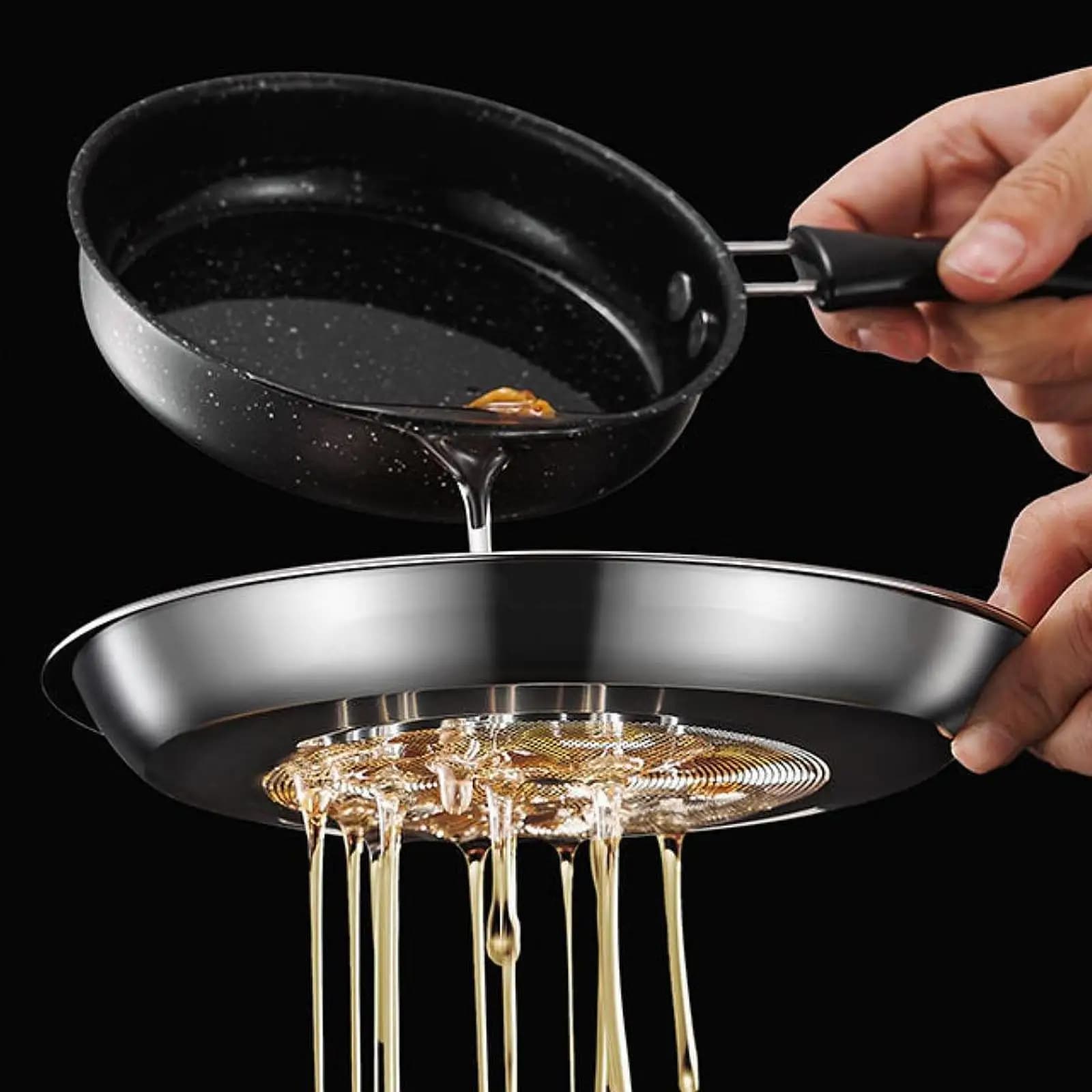 Contenitore per Grasso con Coperchio, Vaso per Olio in Acciaio Inossidabile con Doppio Manico, Contenitori da Cucina Anti-perdita per la Preparazione dei Pasti