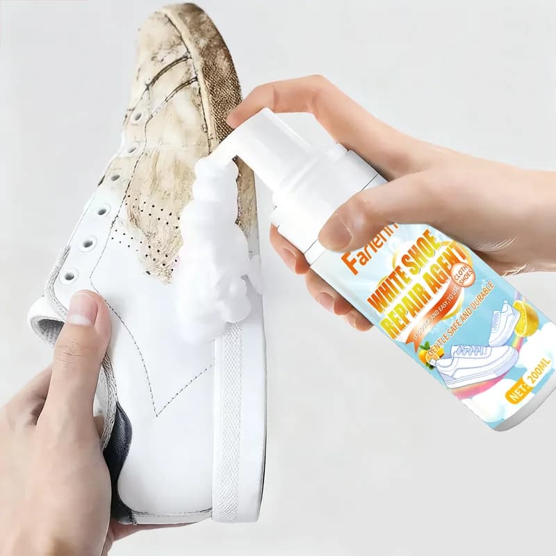 Farienne 200ML Mousse Detergente per Scarpe Bianche - Pulizia Senza Acqua, Rimuove Ingiallimenti, Macchie e Sporco per Sneakers e Scarpe in Tela