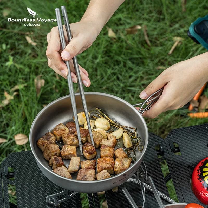 Pure titanium plate folding pan, ultra-light and healthy portable pots, for outdoor camping and picnic, A1400
