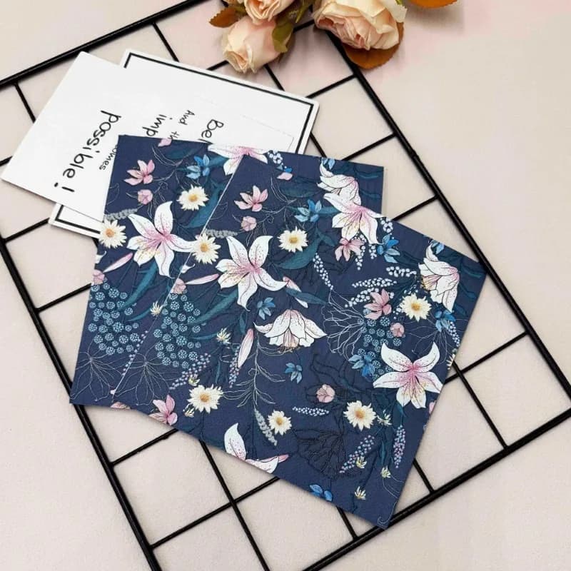 10/20 Pcs 33cm 2-Layer Color Printed Napkins Blue Flowers and Plants Wine Glass Origami Decorative Painting DIY Decoupage Paper