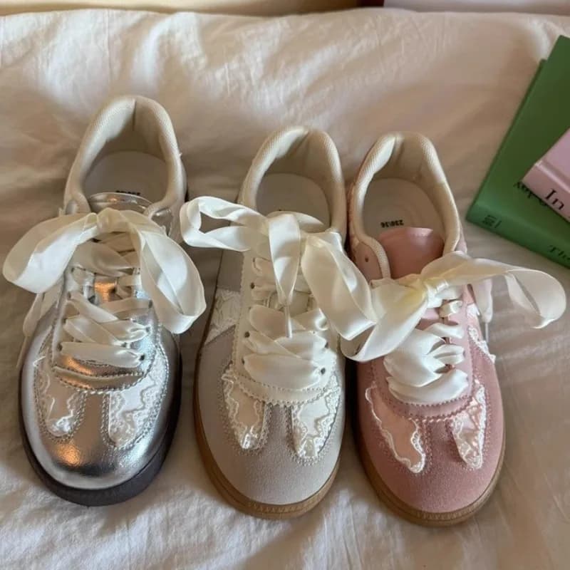 Nuove Sneakers Casual da Donna in Mesh, Versatili Ballerine con Lacci, Scarpe Sportive alla Moda con Suola Morbida, Scarpe Bianche per Signore 1411