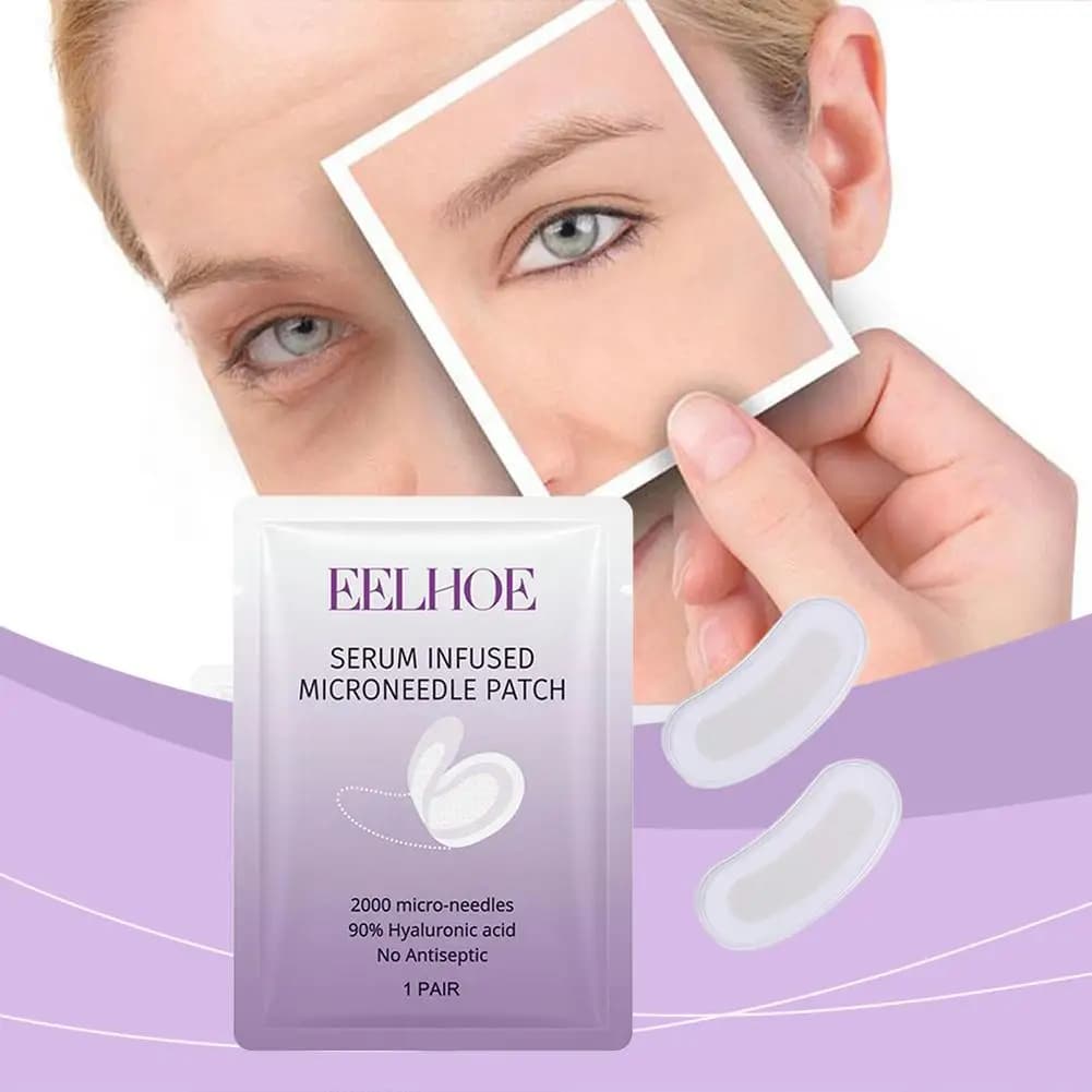 EELHOE Patch Occhi con Microaghi Solubili all'Acido Ialuronico, Maschera Idratante Sotto gli Occhi con Microaghi Infusi di Siero al Collagene