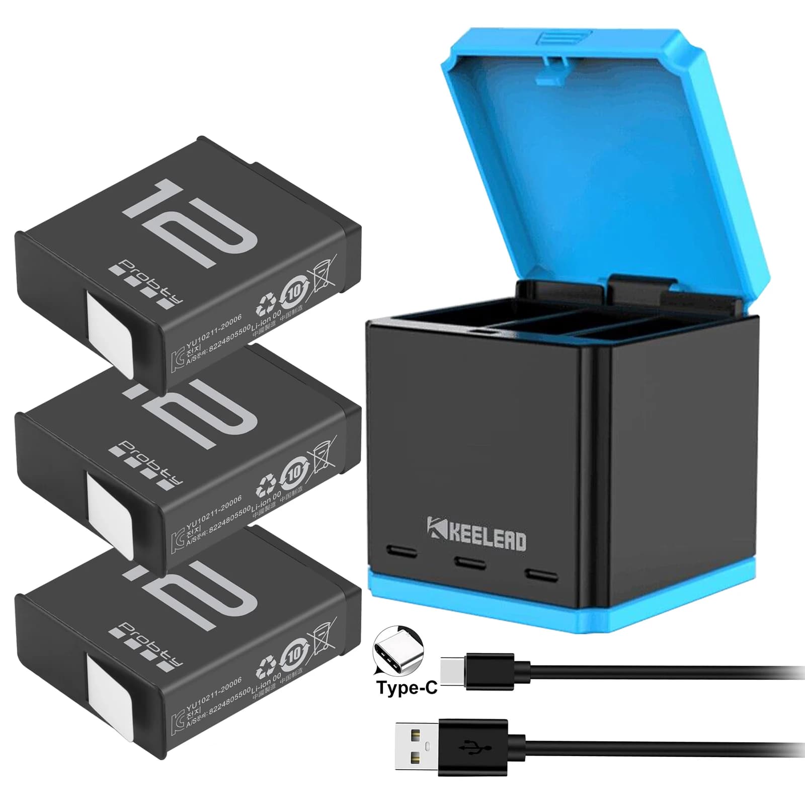 Batteria ricaricabile Enduro per GoPro 12 Hero12 1850mAh 3 slot Scatola di ricarica per GoPro Hero 12 11 10 9 Accessori