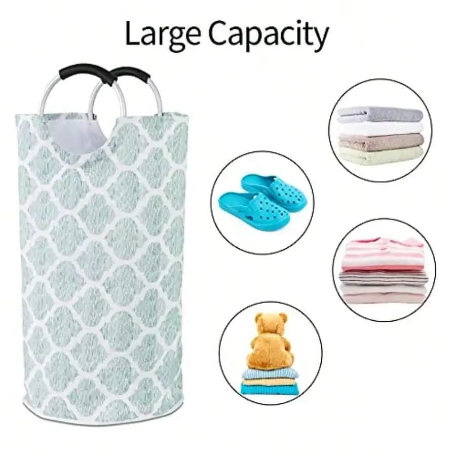 Large Laundry Basket 82L Collapsible Oxford Fabric Laundry Hamper Foldable Clothes Laundry Bag With Handles Waterproof Washing