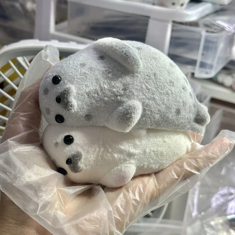 1 pezzo carino ragazza compleanno regalo per bambini fatto a mano in silicone morbido sigillo floccato peluche leoni marini pizzicare agitarsi giocattolo con punta delle dita