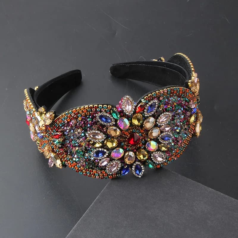 Accessori per corona per capelli da sposa Copricapo con strass di cristallo Splendida fascia per capelli barocca Accessori per capelli di lusso per la palla 22