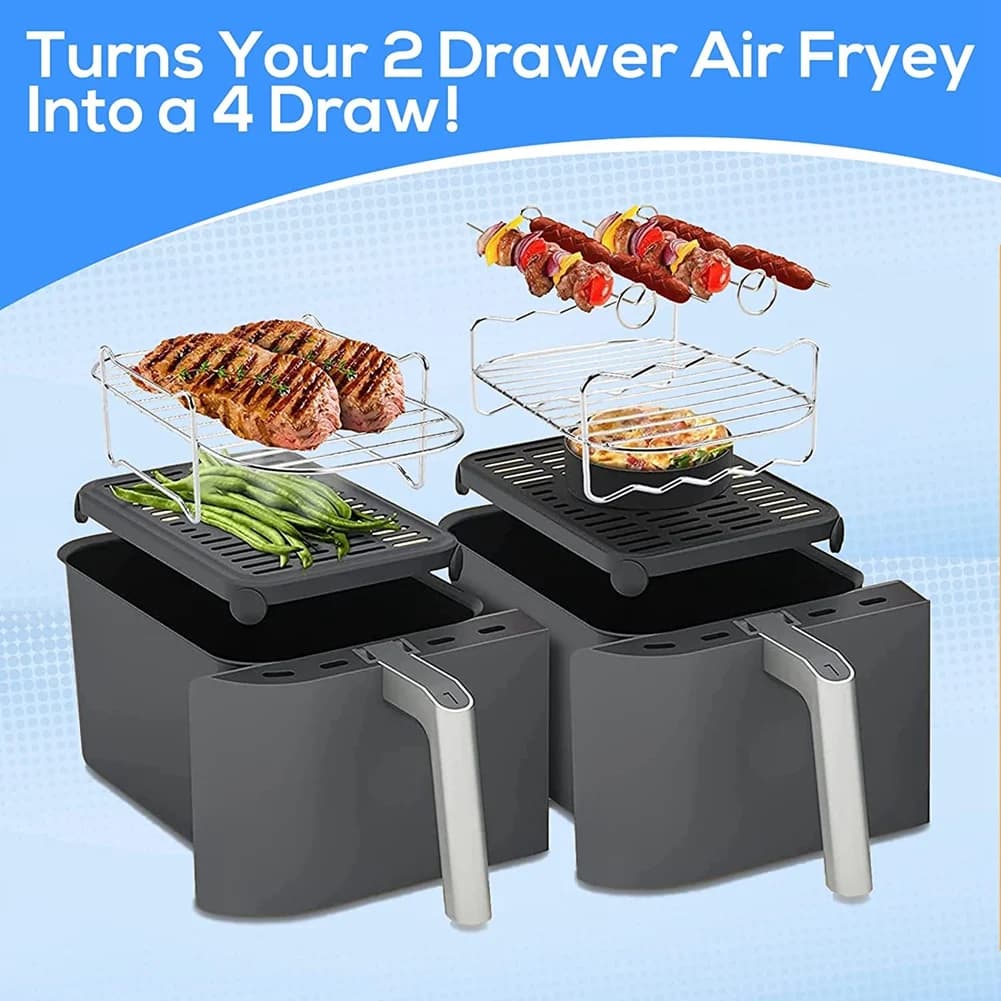AT28-6 PCS Double basket Airfryer Parts for Ninja Foodi AF300UK AF400UK, Tower T17088, Instant Salter Double Deep Zone 7.6L-9. 6L
