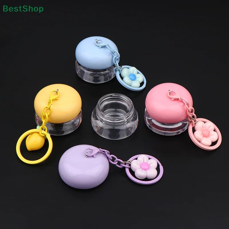 🍄 Mini maschera per labbra Barattolo da 5 g con portachiavi, lattine di balsamo per labbra in plastica Ombretto vuoto portatile e tavolozza di fard