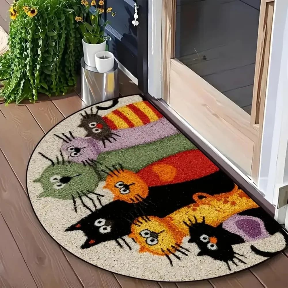 Tappetino da Bagno Antimacchia con Design di Animali Cartoon, Lavabile, Set di Tre Tappetini Assorbenti, Morbido Tappeto per Gatti