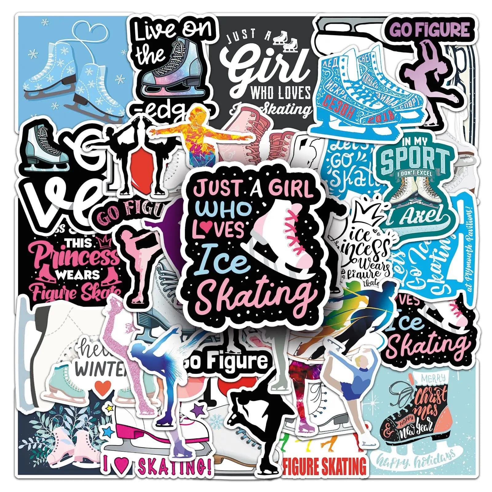 50 pezzi di cartone animato pattinaggio su ghiaccio sport doodle adesivi cancelleria laptop computer per auto tazza d'acqua slitta skateboard adesivo fai da te