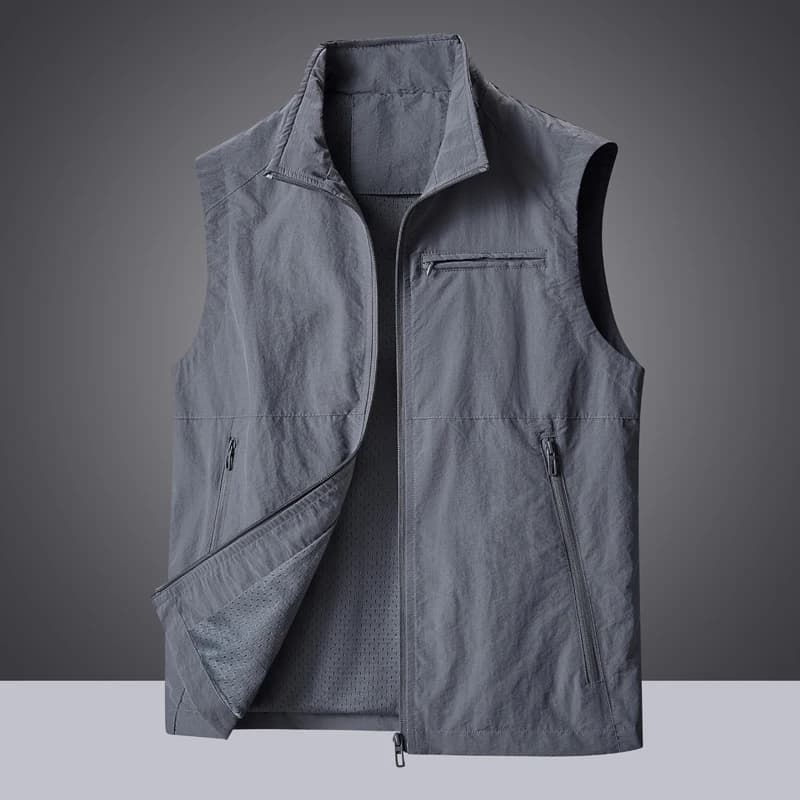Fall 2026 Outdoor Windproof Waterproof Thin Vest Casual Sports Jacket Stand Collar Workwear Vest Lightweight Fashion City Style