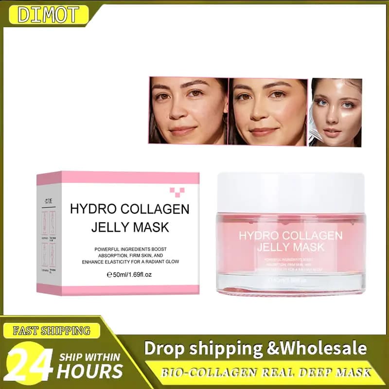 Maschera facciale peel-off al collagene Maschera notturna coreana antirughe per idratazione profonda Maschera per il viso Cura della pelle Riparazione Cosmetici coreani