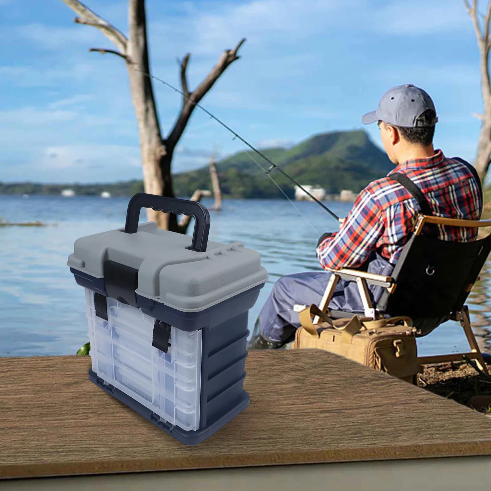 4 Layers Fishing Equipment Box, Rigid Box for baits, Organizing Container for Fishing Accessories