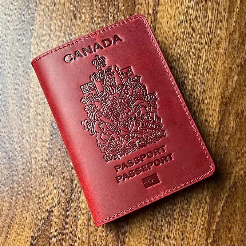 Custodia per passaporto canadese in vera pelle copertina anteriore da viaggio custodia per passaporto canadese portafoglio da viaggio