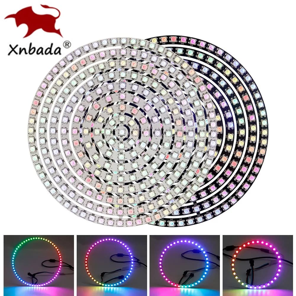 WS2812B RGBIC Anello LED indirizzabile individualmente Modulo rotondo WS2812 5050 IC integrato 1 8 12 16 24 32 40 48 60 241 Pixel DC5V