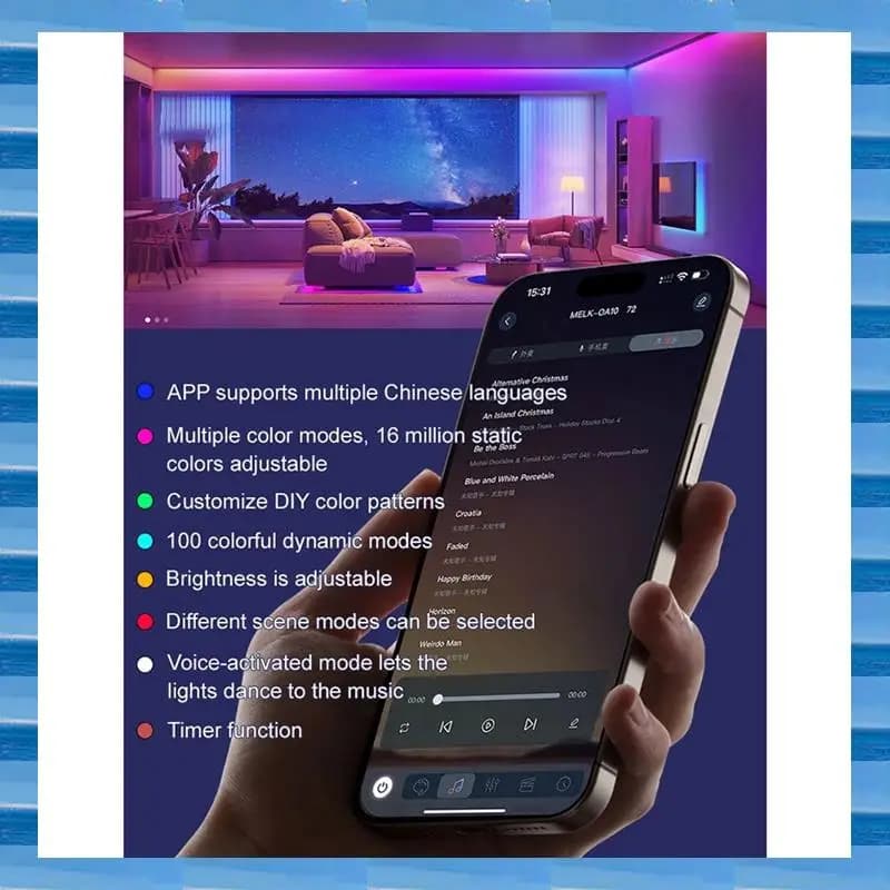 AT53 Nachtlampje Luce notturna a LED Smart APP RGB Luci da campeggio per esterni Lampada da atmosfera ricaricabile impermeabile per ambienti 5M