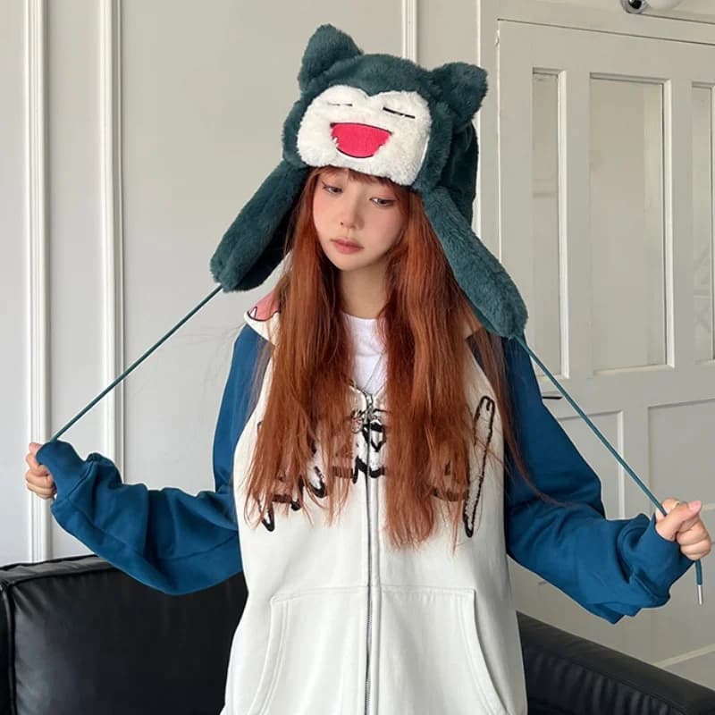 Cappello Pokemon Snorlax Gengar, Berretto Antivento da Sci, Cappello Anime Cosplay, Cappellino per Bici, Cappello Invernale Cartoon, Regalo per Festival