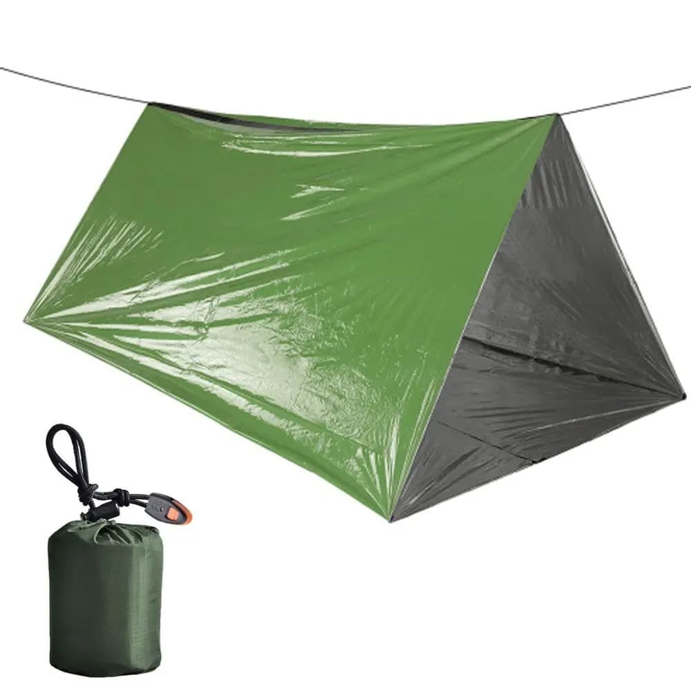 Sacco a Pelo d'Emergenza Portatile e Resistente, Impermeabile, Riutilizzabile, Kit Tenda di Sopravvivenza Compatto con Fischietto, Sacco a Pelo da Esterno per Escursionismo