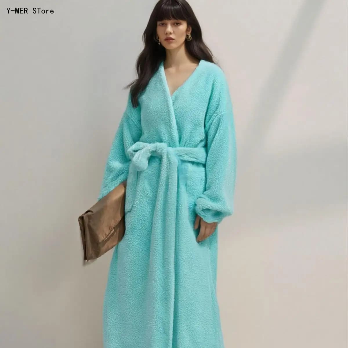 Winter Extra Long Thick Warm Bathrobe Unisex Men Women Couple Robe Hotel Style Loungewear Sleep Robe Pajamas