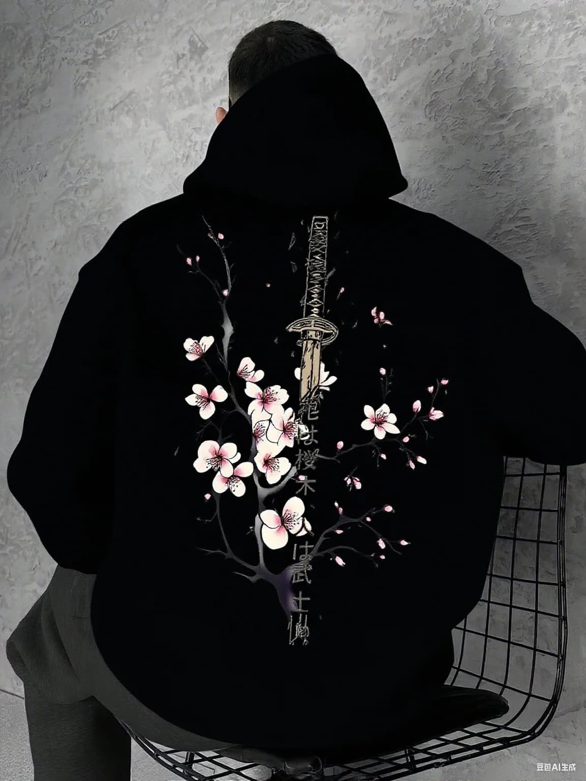 Felpa con Cappuccio Unisex Stile Giapponese con Fiori di Ciliegio, Casual da Strada, Harajuku Y2K, Retro, Sportiva, per Uso Quotidiano, Autunno Inverno