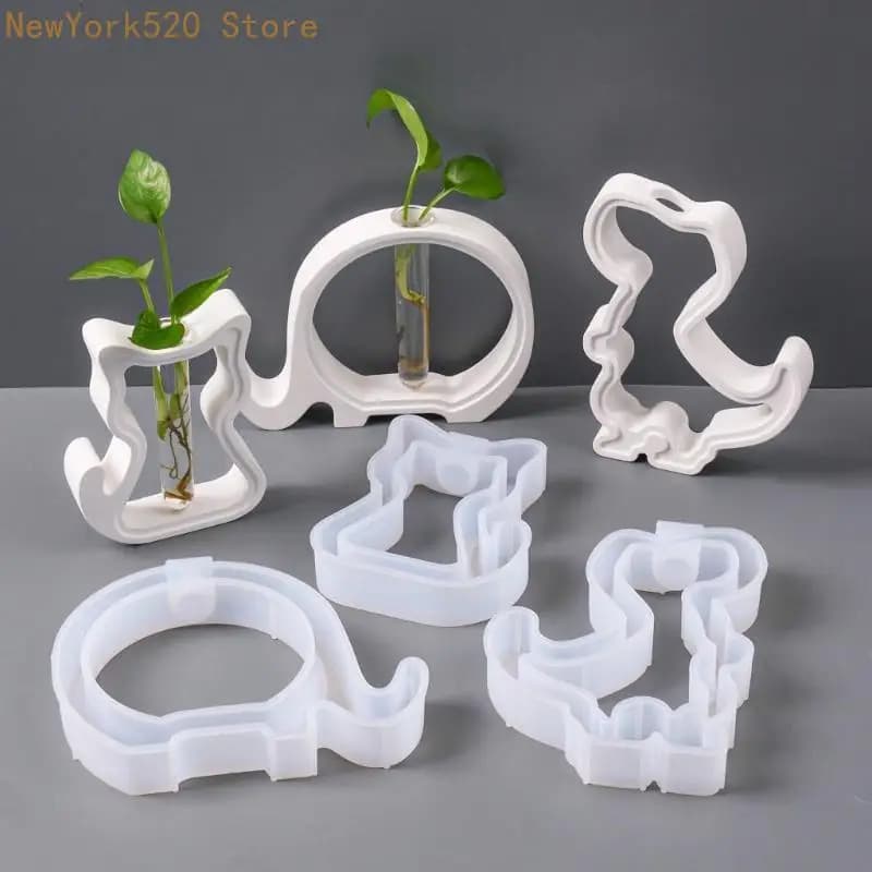 Hollowed Animal Candlestick Silicone Molds for Epoxy Resin Holder Candlestick Glass Planter Holder Decoration N84C